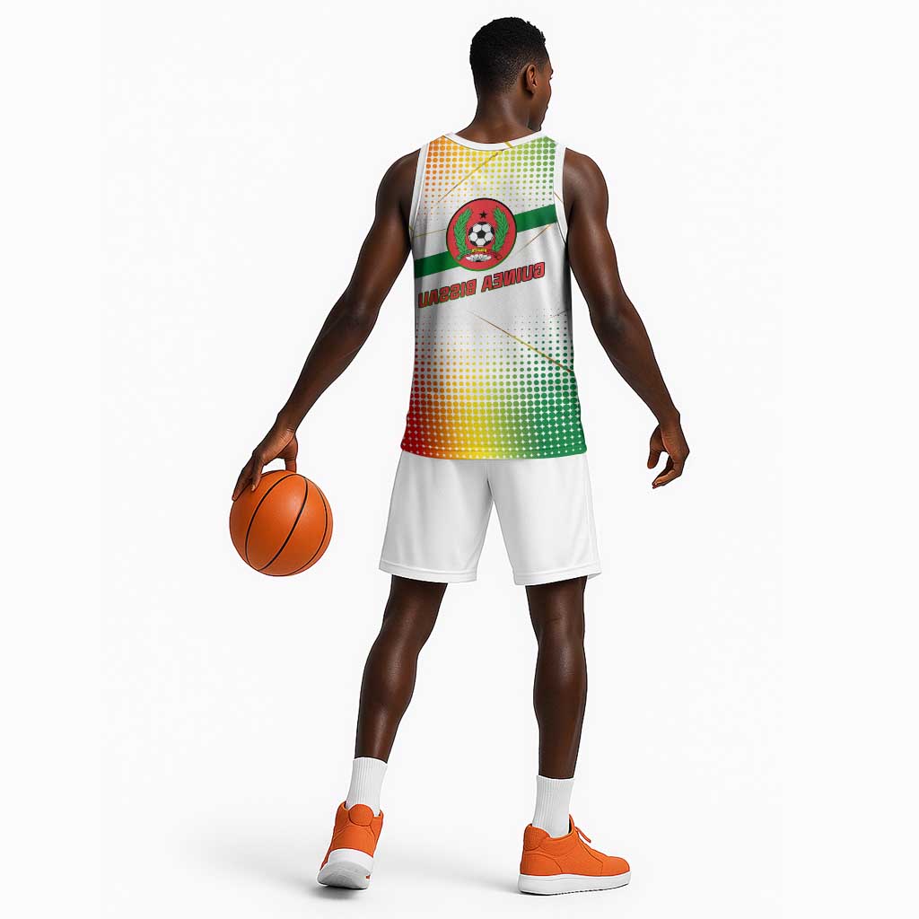 Guinea Bissau Basketball Jersey White Green Red Gradient - African Pride