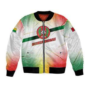 Guinea Bissau Bomber Jacket White Green Red Gradient - African Pride