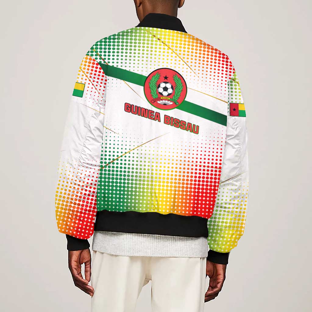 Guinea Bissau Bomber Jacket White Green Red Gradient - African Pride