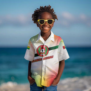 Guinea Bissau Kid Hawaiian Shirt White Green Red Gradient - African Pride