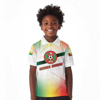 Guinea Bissau Kid Polo Shirt White Green Red Gradient - African Pride