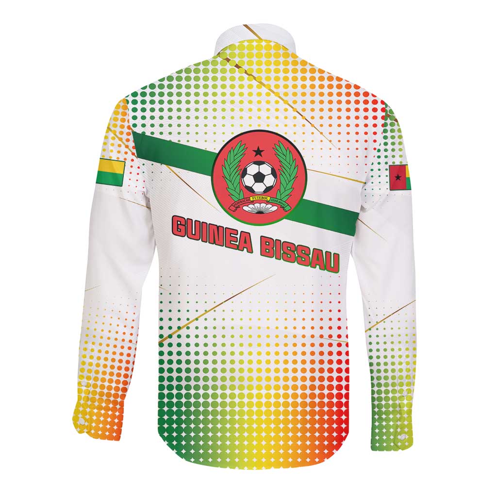 Guinea Bissau Long Sleeve Button Shirt White Green Red Gradient - African Pride