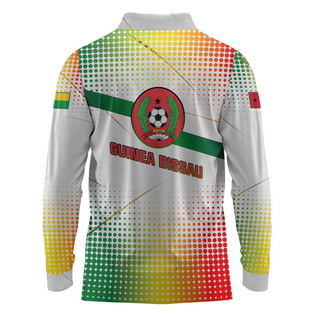 Guinea Bissau Long Sleeve Polo Shirt White Green Red Gradient - African Pride