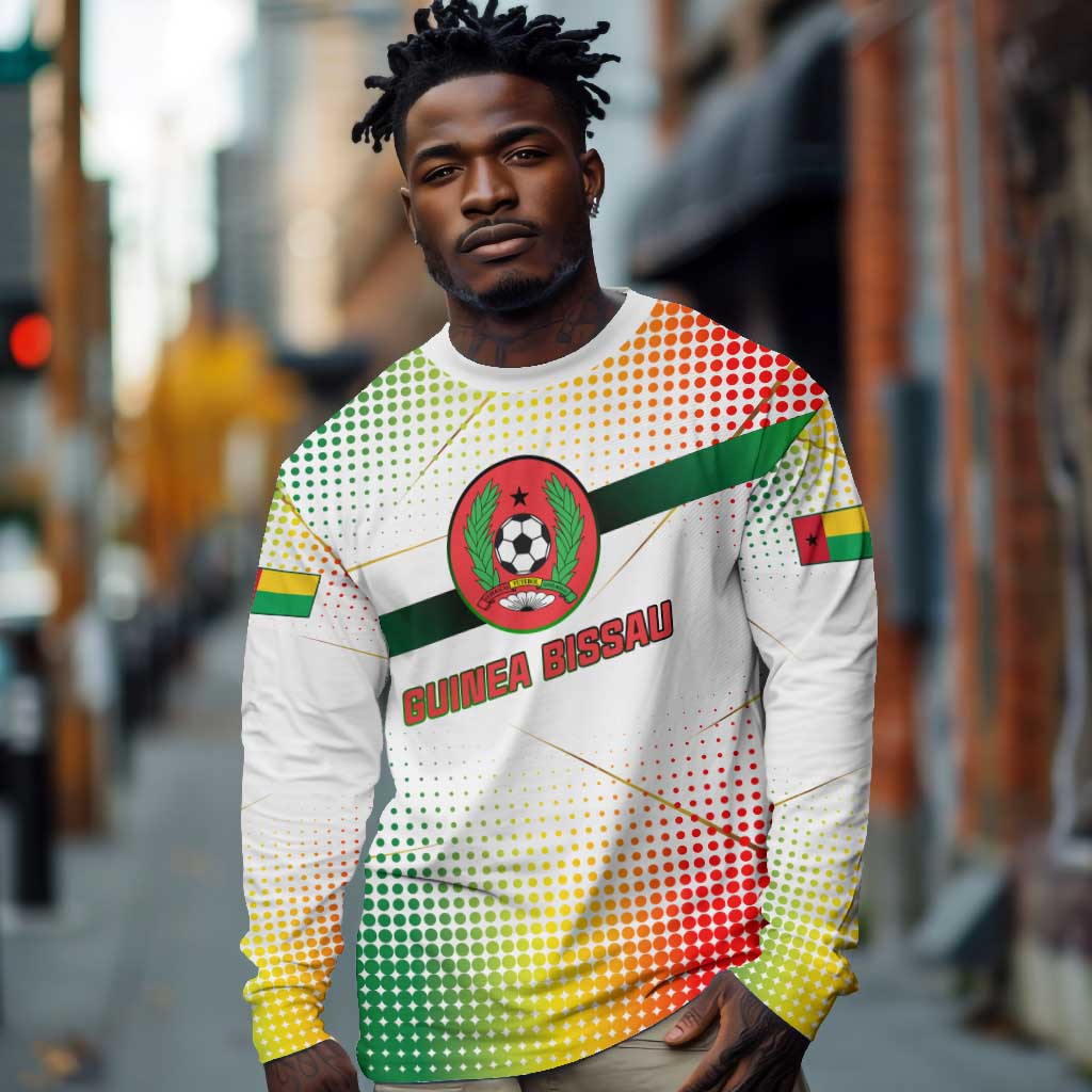 Guinea Bissau Long Sleeve Shirt White Green Red Gradient - African Pride