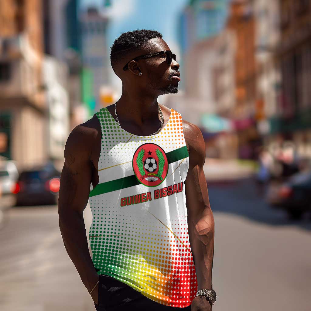Guinea Bissau Men Tank Top White Green Red Gradient - African Pride