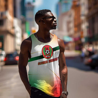 Guinea Bissau Men Tank Top White Green Red Gradient - African Pride