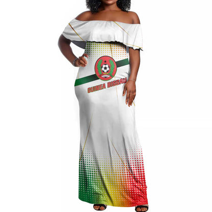 Guinea Bissau Off Shoulder Maxi Dress White Green Red Gradient - African Pride