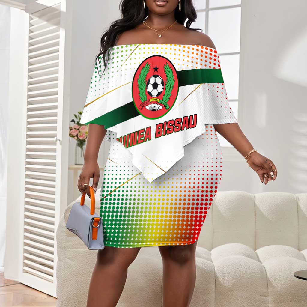 Guinea Bissau Off Shoulder Short Dress White Green Red Gradient - African Pride