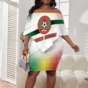 Guinea Bissau Off Shoulder Short Dress White Green Red Gradient - African Pride