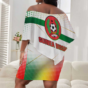 Guinea Bissau Off Shoulder Short Dress White Green Red Gradient - African Pride