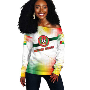 Guinea Bissau Off Shoulder Sweater White Green Red Gradient - African Pride