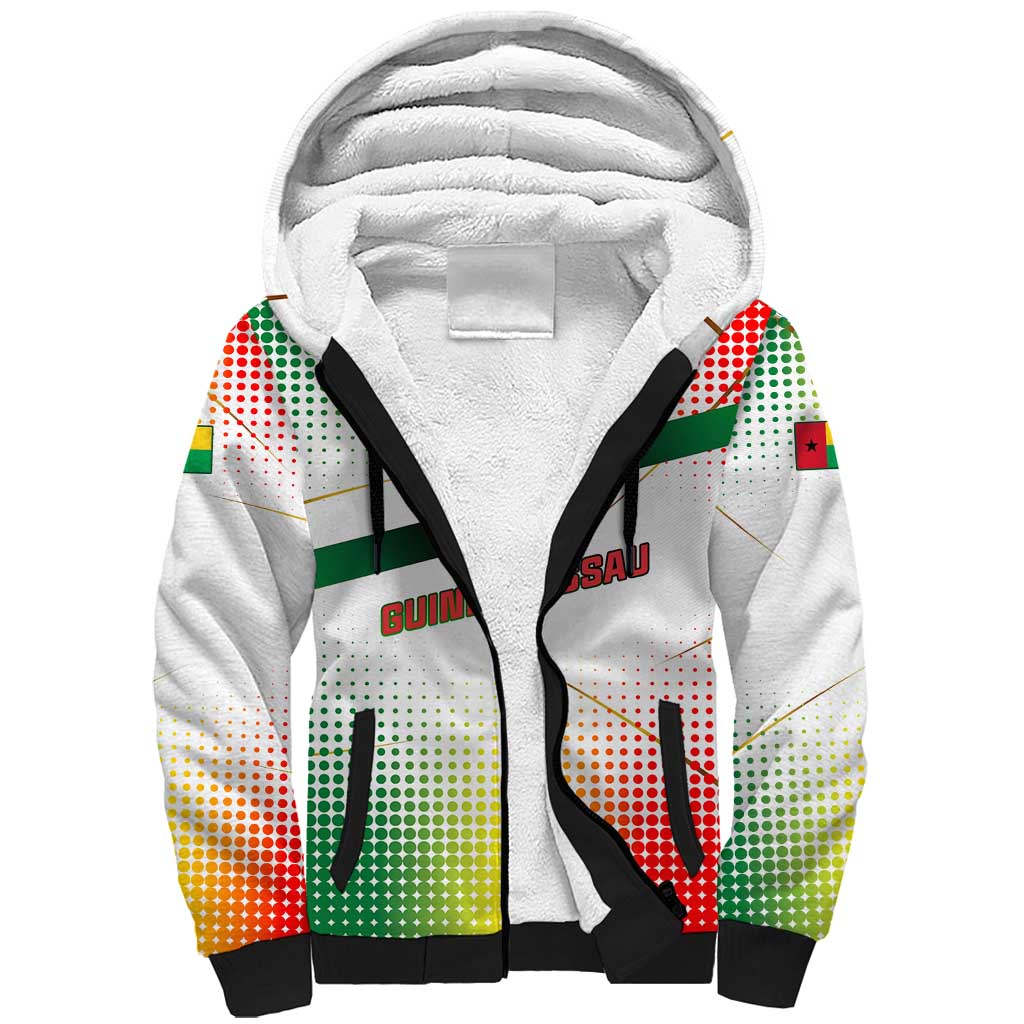 Guinea Bissau Sherpa Hoodie White Green Red Gradient - African Pride