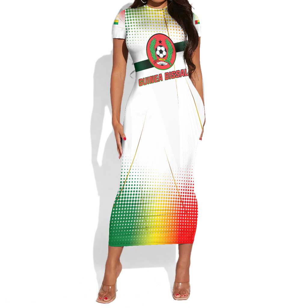 Guinea Bissau Short Sleeve Bodycon Dress White Green Red Gradient - African Pride