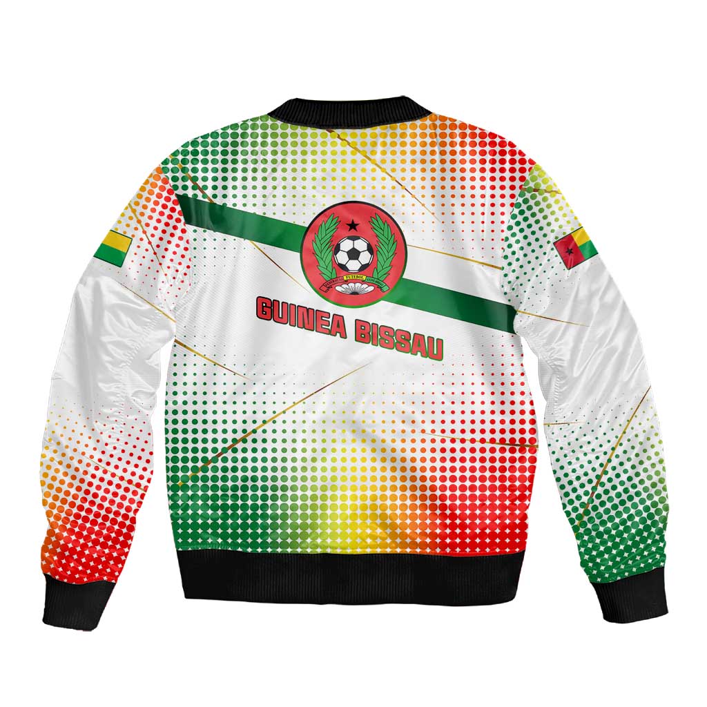 Guinea Bissau Sleeve Zip Bomber Jacket White Green Red Gradient - African Pride