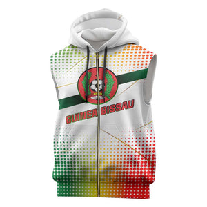 Guinea Bissau Sleeveless Zip Hoodie White Green Red Gradient - African Pride