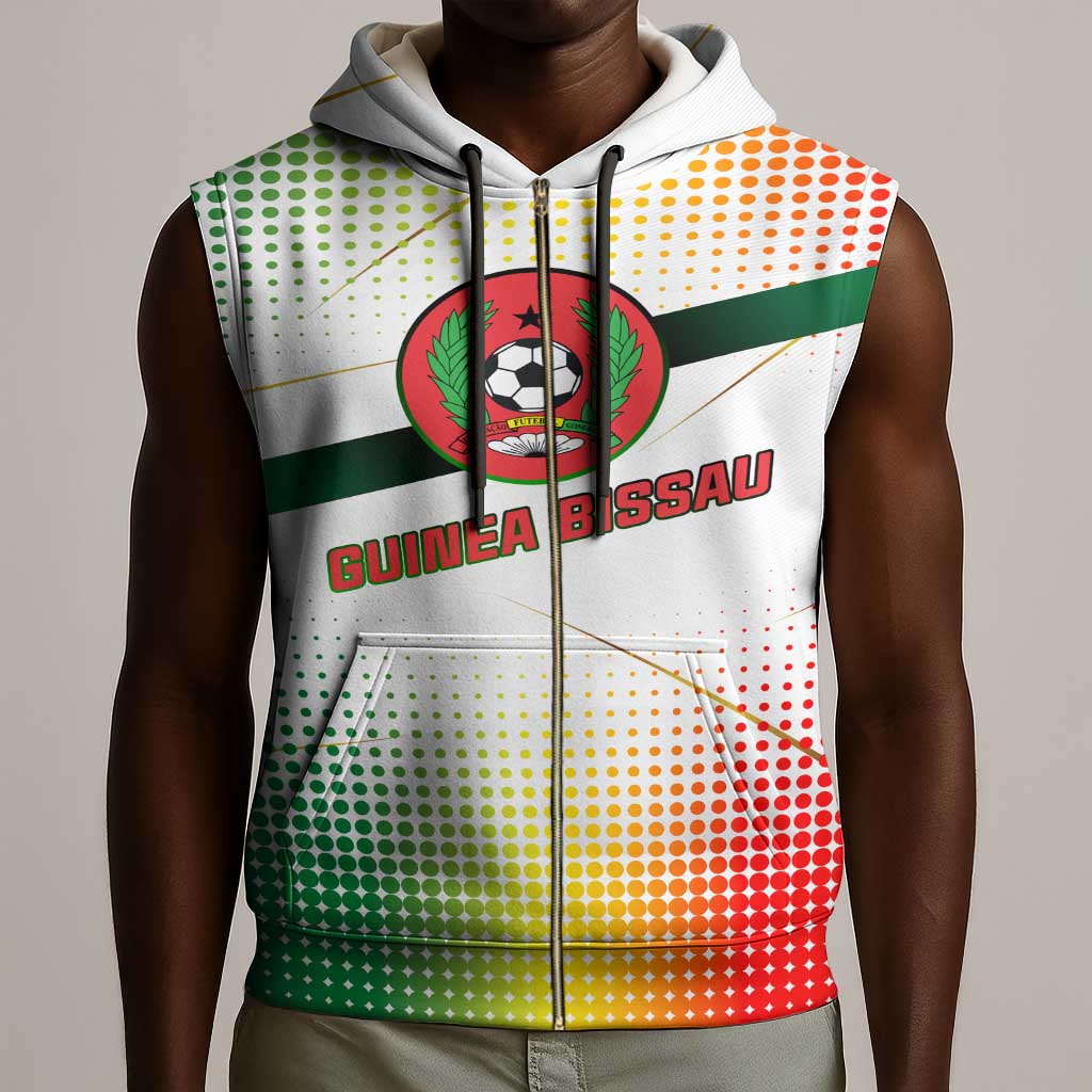 Guinea Bissau Sleeveless Zip Hoodie White Green Red Gradient - African Pride