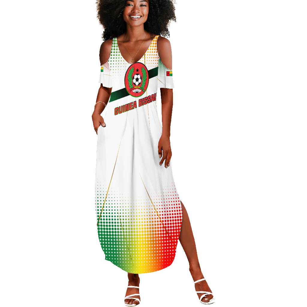 Guinea Bissau Summer Maxi Dress White Green Red Gradient - African Pride
