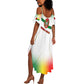 Guinea Bissau Summer Maxi Dress White Green Red Gradient - African Pride