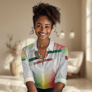 Guinea Bissau Women Casual Shirt White Green Red Gradient - African Pride