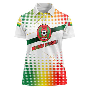 Guinea Bissau Women Polo Shirt White Green Red Gradient - African Pride