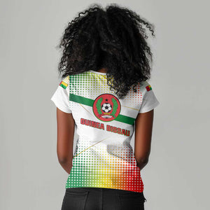 Guinea Bissau Women V-Neck T-Shirt White Green Red Gradient - African Pride