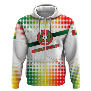 Guinea Bissau Zip Hoodie White Green Red Gradient - African Pride