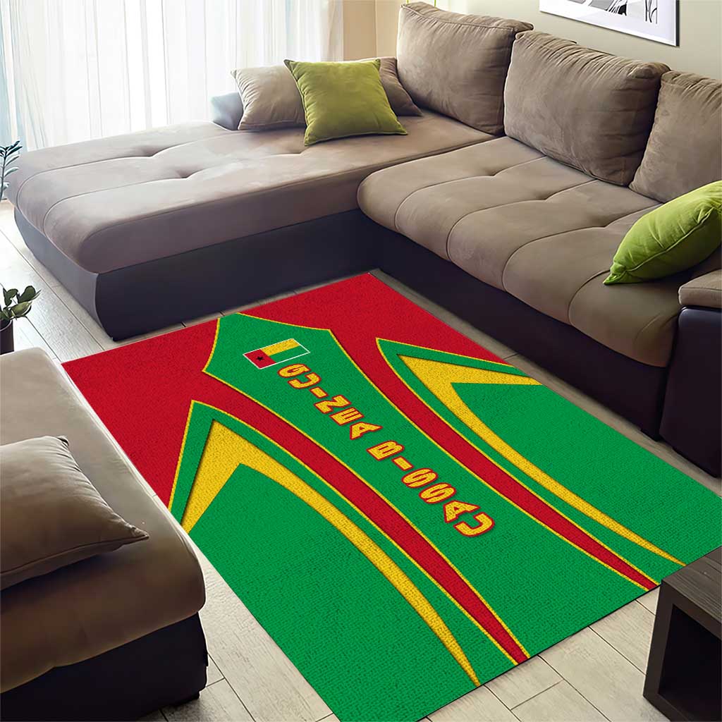 Guinea Bissau Area Rug Red Green Yellow Stripe Design and Black Star - African Pride