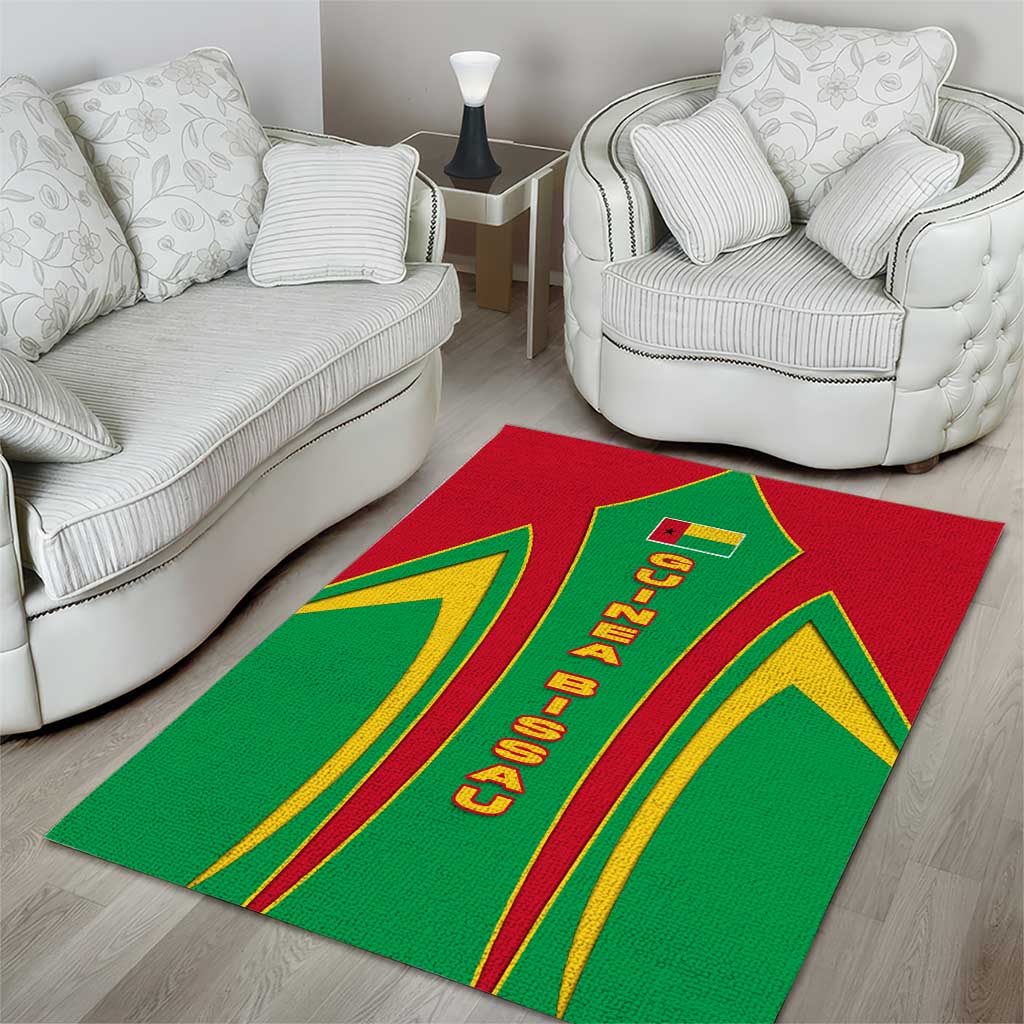 Guinea Bissau Area Rug Red Green Yellow Stripe Design and Black Star - African Pride
