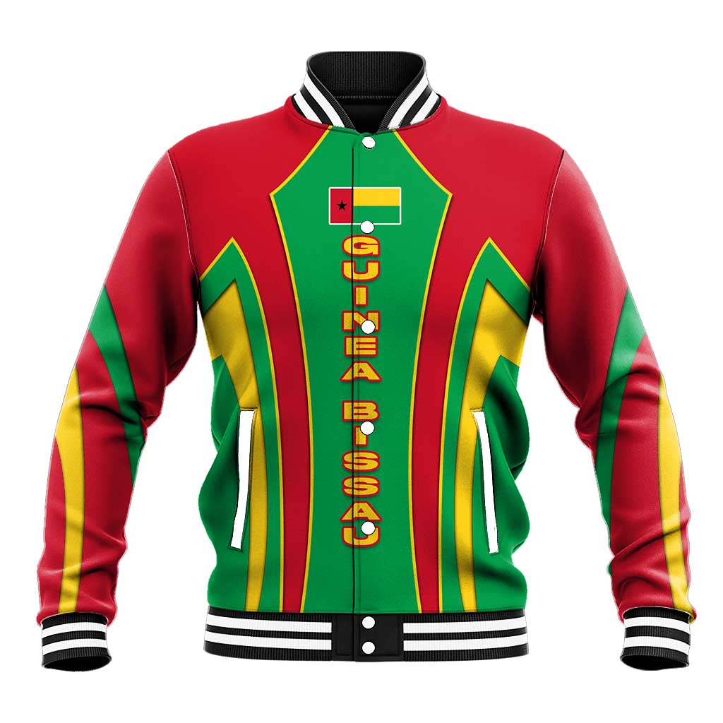 Guinea Bissau Baseball Jacket Red Green Yellow Stripe Design and Black Star - African Pride