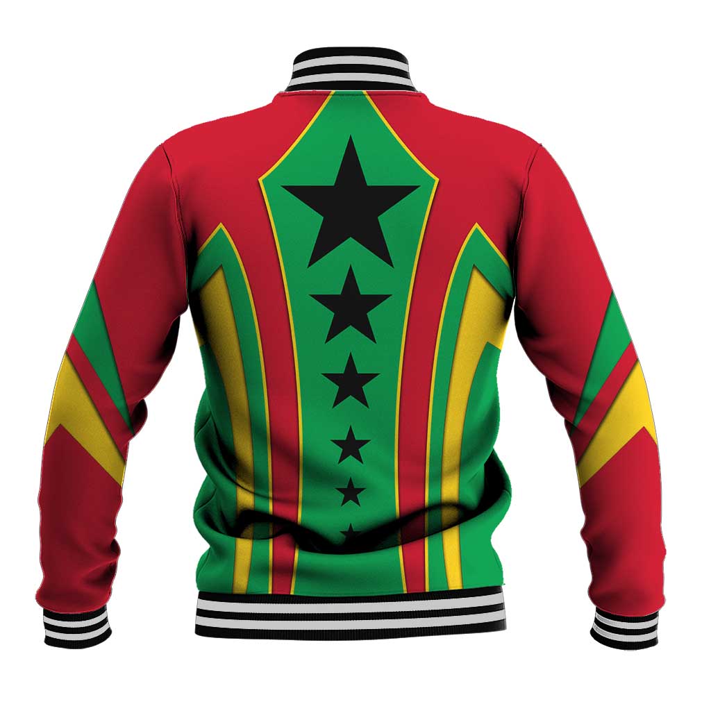 Guinea Bissau Baseball Jacket Red Green Yellow Stripe Design and Black Star - African Pride