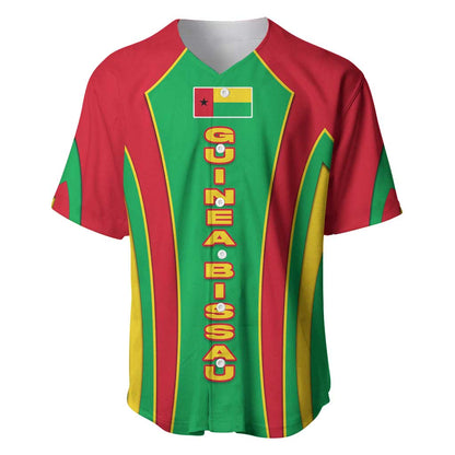 Guinea Bissau Baseball Jersey Red Green Yellow Stripe Design and Black Star - African Pride
