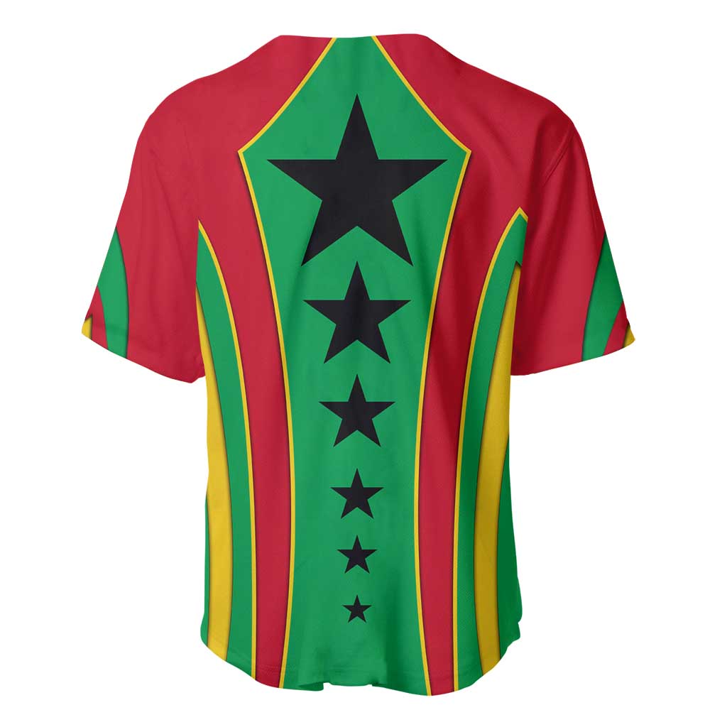 Guinea Bissau Baseball Jersey Red Green Yellow Stripe Design and Black Star - African Pride
