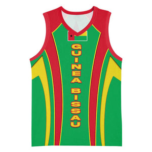 Guinea Bissau Basketball Jersey Red Green Yellow Stripe Design and Black Star - African Pride