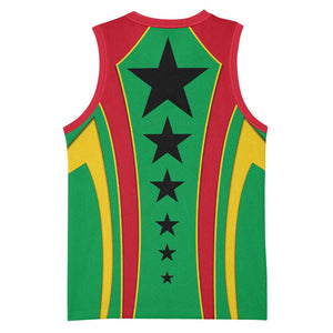 Guinea Bissau Basketball Jersey Red Green Yellow Stripe Design and Black Star - African Pride