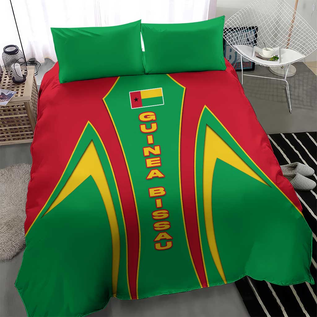 Guinea Bissau Bedding Set Red Green Yellow Stripe Design and Black Star - African Pride