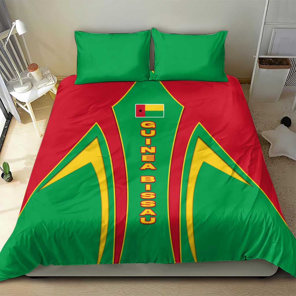 Guinea Bissau Bedding Set Red Green Yellow Stripe Design and Black Star - African Pride