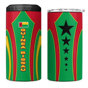 Guinea Bissau 4 in 1 Can Cooler Tumbler Red Green Yellow Stripe Design and Black Star - African Pride