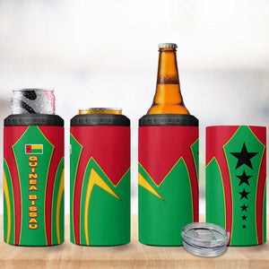 Guinea Bissau 4 in 1 Can Cooler Tumbler Red Green Yellow Stripe Design and Black Star - African Pride