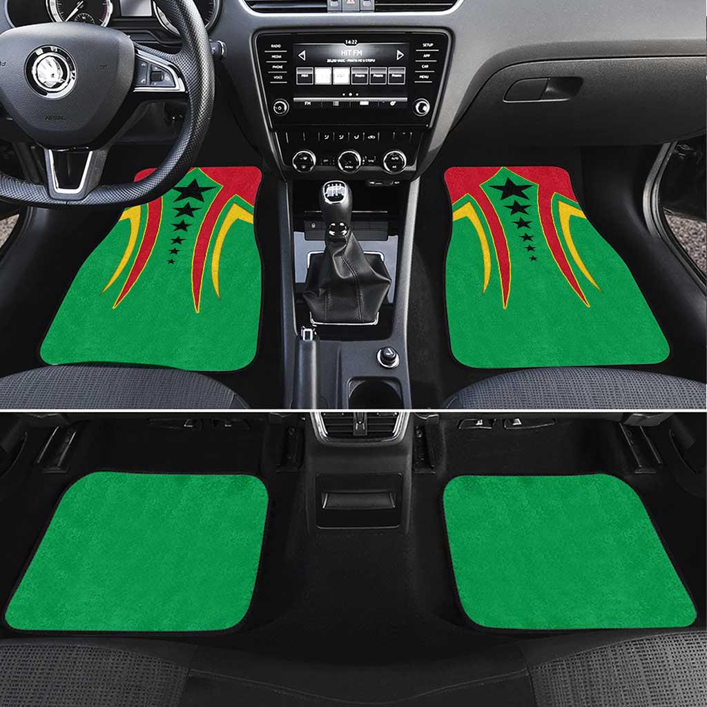 Guinea Bissau Car Mats Red Green Yellow Stripe Design and Black Star - African Pride