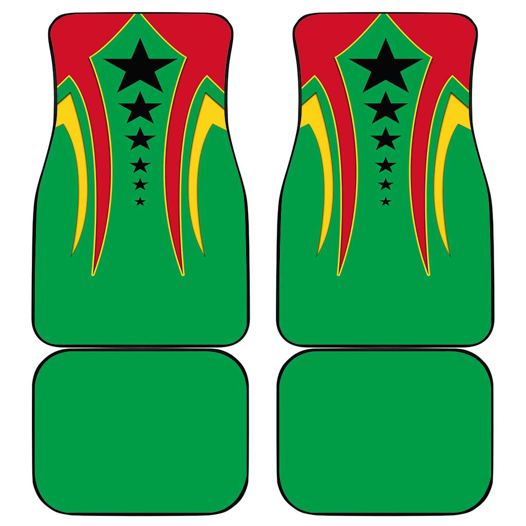 Guinea Bissau Car Mats Red Green Yellow Stripe Design and Black Star - African Pride