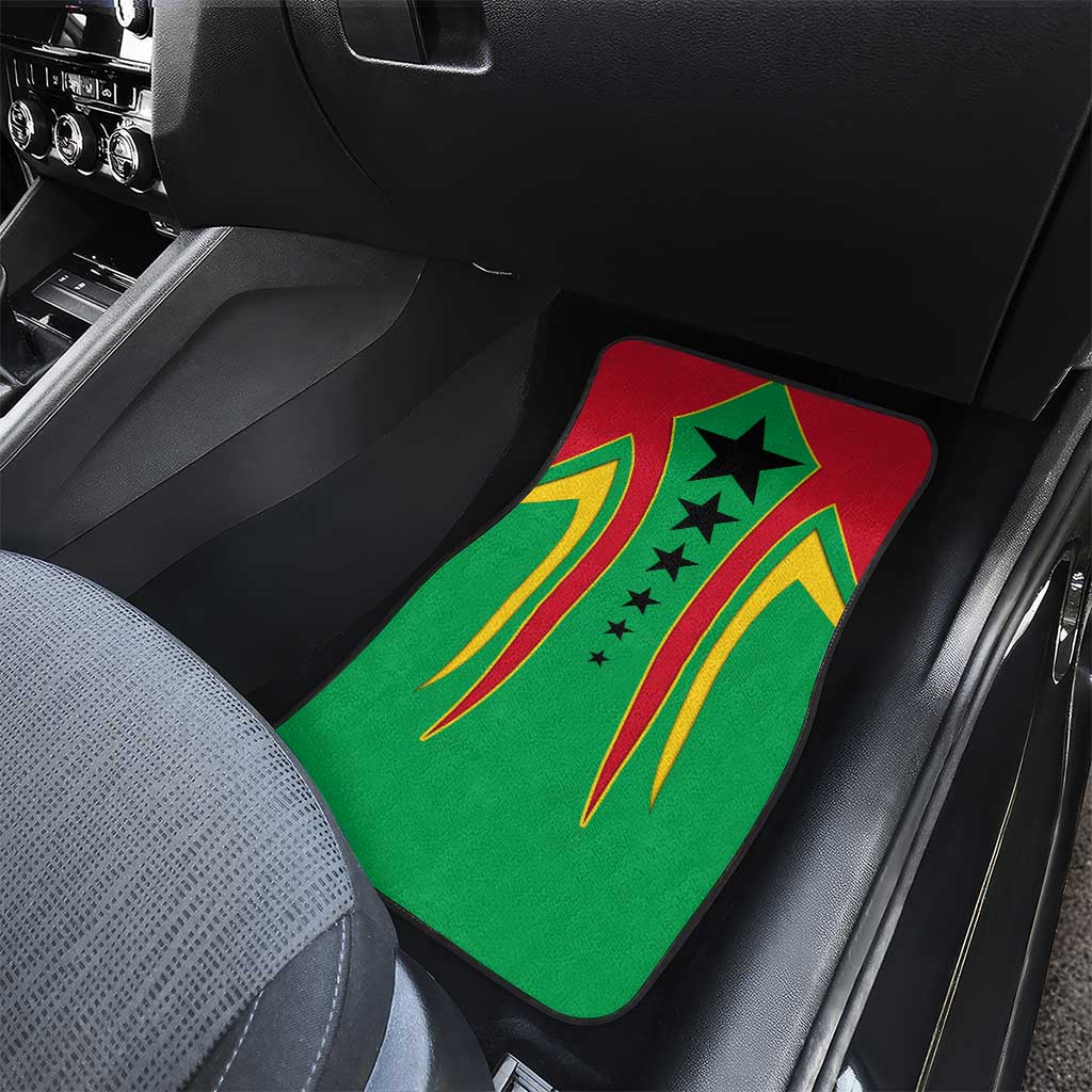 Guinea Bissau Car Mats Red Green Yellow Stripe Design and Black Star - African Pride