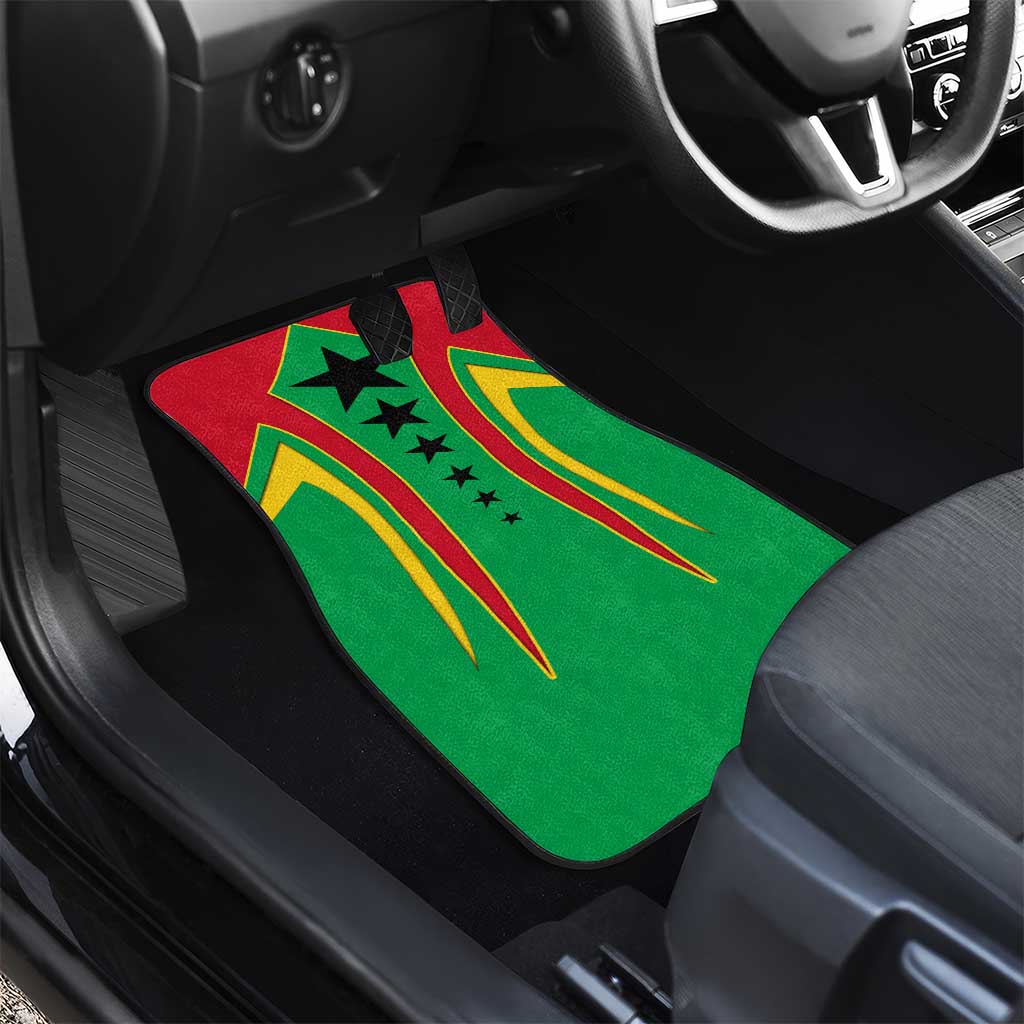 Guinea Bissau Car Mats Red Green Yellow Stripe Design and Black Star - African Pride