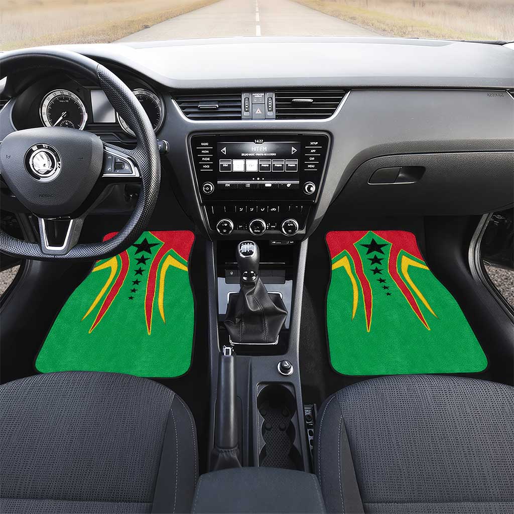 Guinea Bissau Car Mats Red Green Yellow Stripe Design and Black Star - African Pride