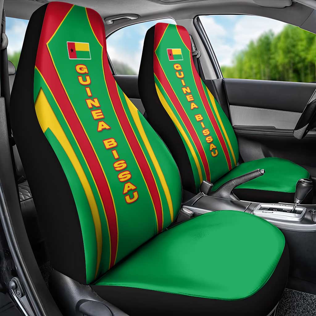 Guinea Bissau Car Seat Cover Red Green Yellow Stripe Design and Black Star - African Pride