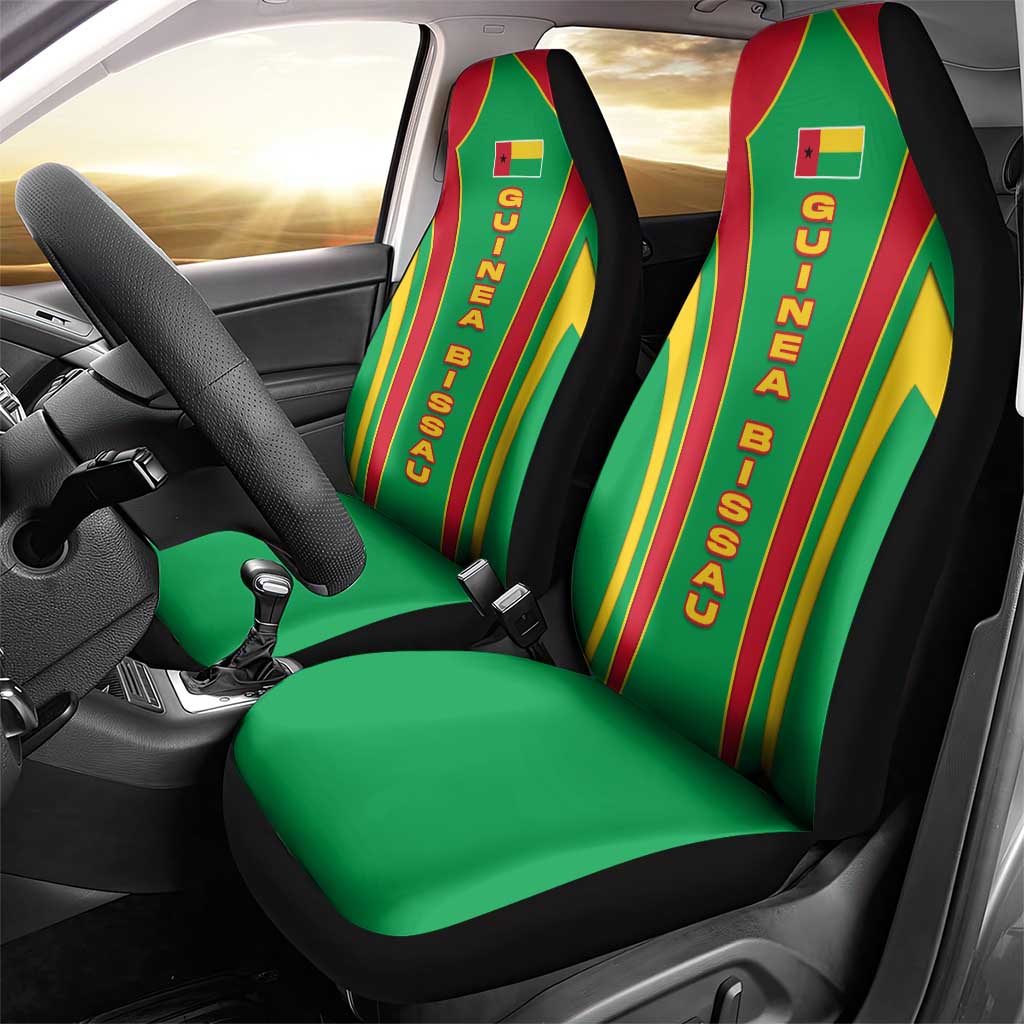 Guinea Bissau Car Seat Cover Red Green Yellow Stripe Design and Black Star - African Pride