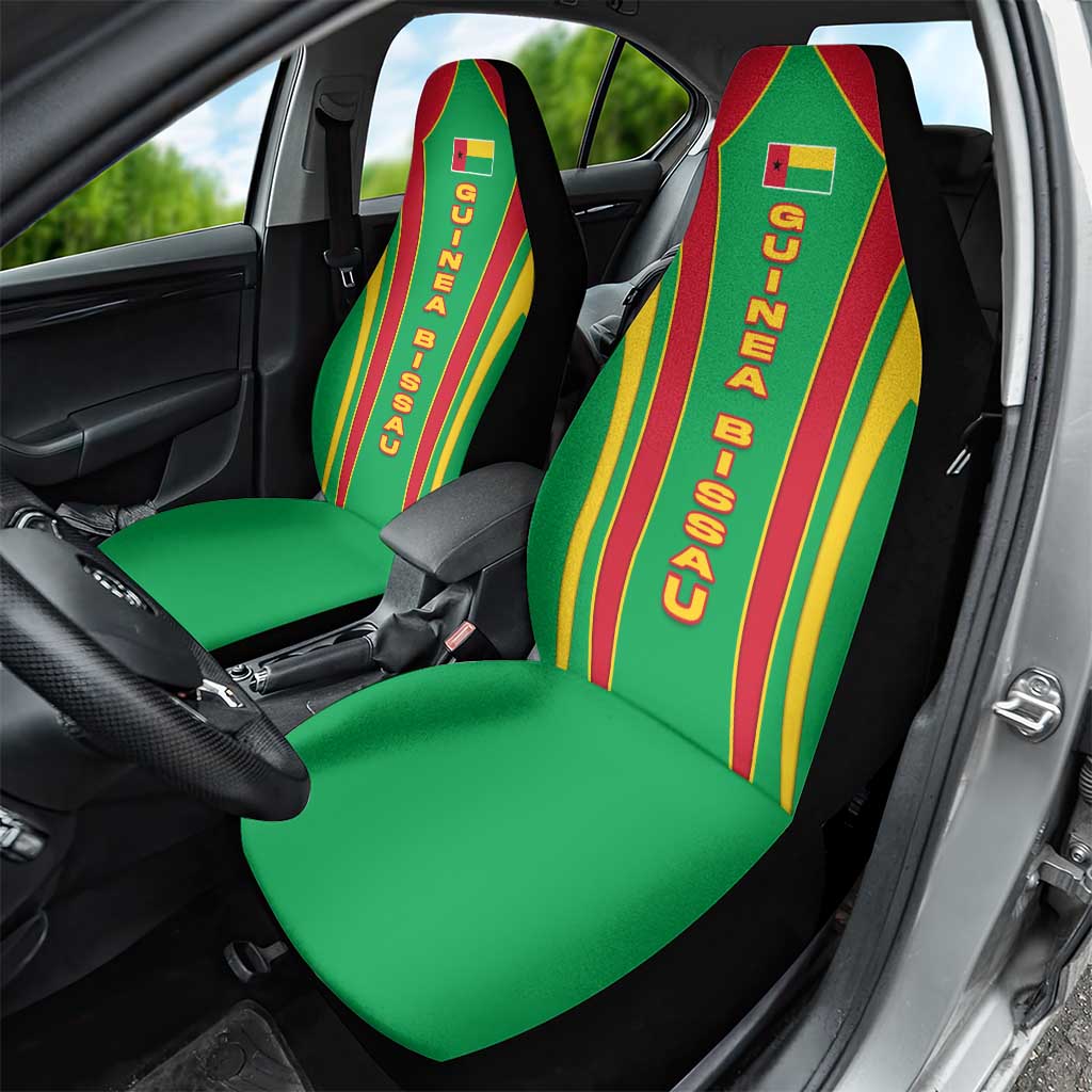 Guinea Bissau Car Seat Cover Red Green Yellow Stripe Design and Black Star - African Pride