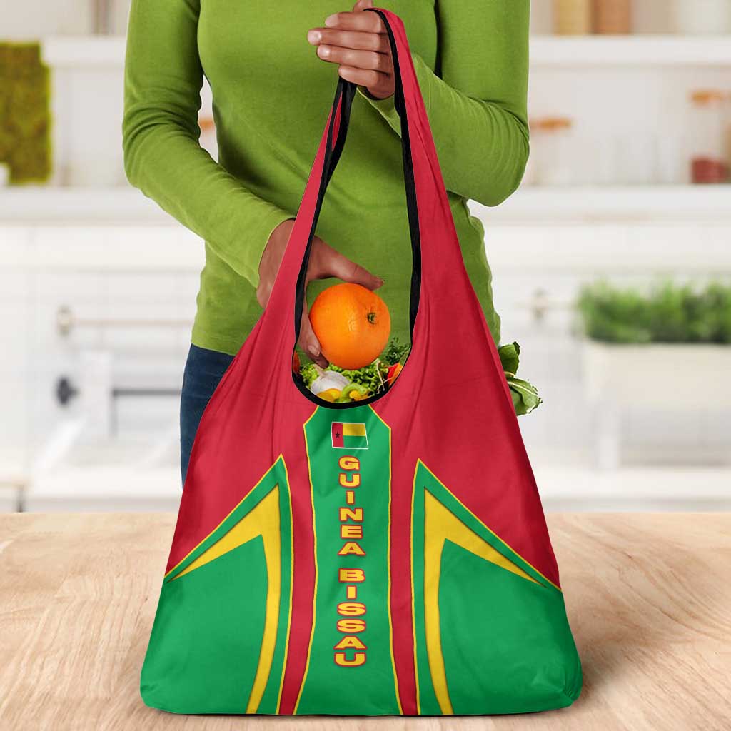 Guinea Bissau Grocery Bag Red Green Yellow Stripe Design and Black Star - African Pride
