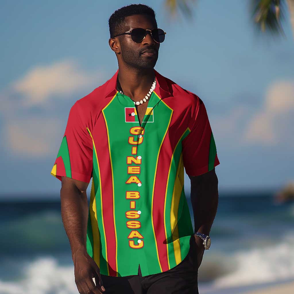 Guinea Bissau Hawaiian Shirt Red Green Yellow Stripe Design and Black Star - African Pride