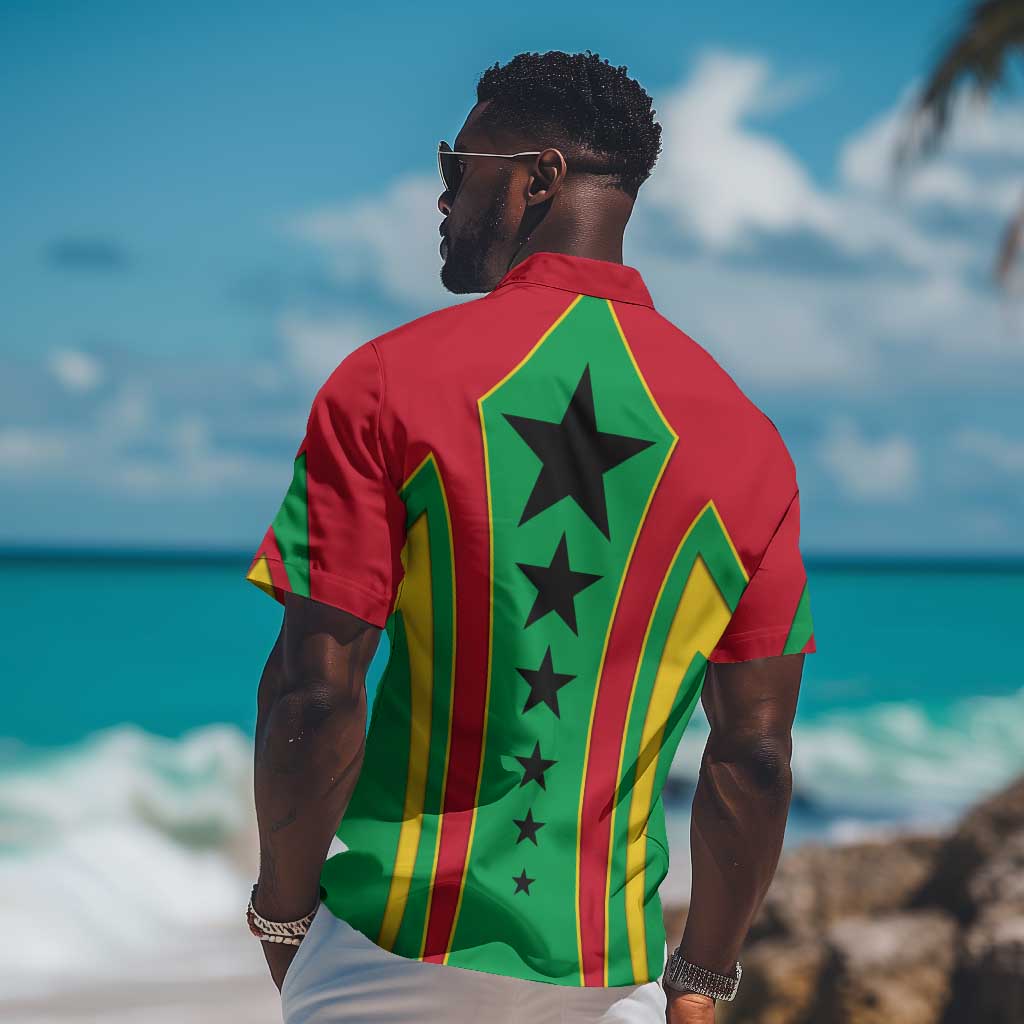 Guinea Bissau Hawaiian Shirt Red Green Yellow Stripe Design and Black Star - African Pride