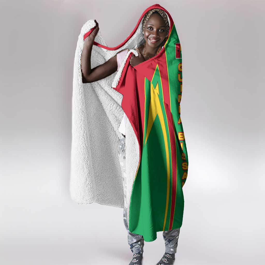 Guinea Bissau Hooded Blanket Red Green Yellow Stripe Design and Black Star - African Pride